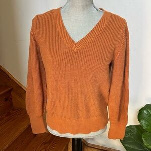 LOFT Orange V-Neck Sweater